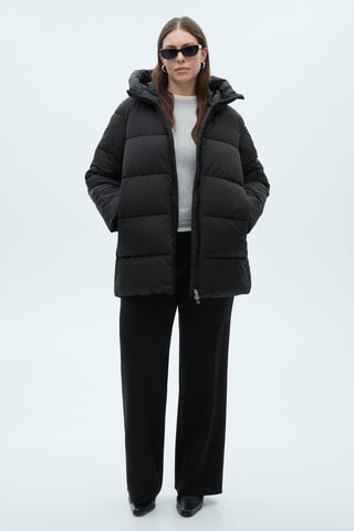 Anorak midi matelassé capuche - Noir