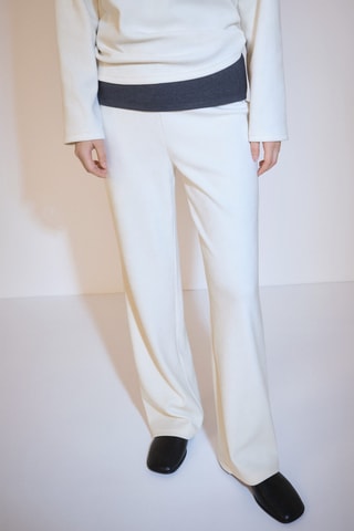 Pantalon droit velours côtelé - Ecru