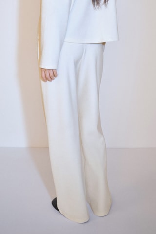 Pantalon droit velours côtelé - Ecru