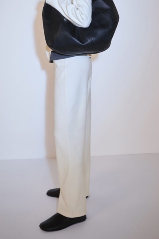 Pantalon droit velours côtelé - Ecru