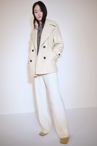 Pantalon droit velours côtelé - Ecru