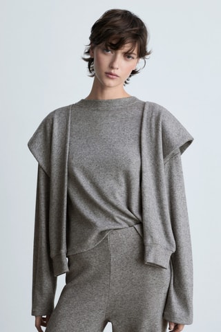 Sweat-shirt manches décoratives - Gris