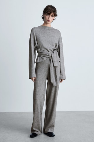 Sweat-shirt manches décoratives - Gris