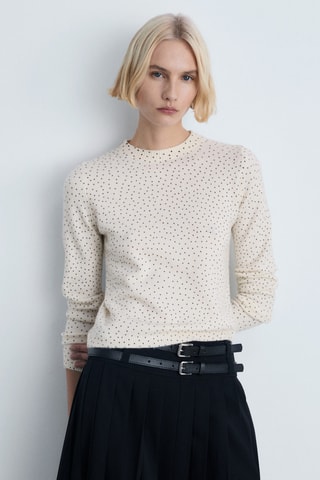 Pull-over maille pois - Ecru