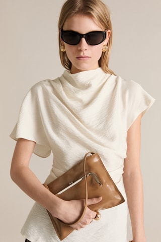 Chemisier drapé texturé - Ecru