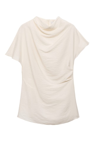 Chemisier drapé texturé - Ecru