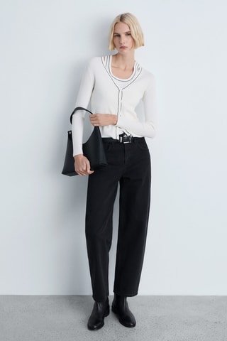 Cardigan maille col V - Ecru