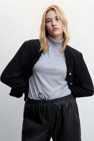 Pantalon taille élastique similicuir - Noir