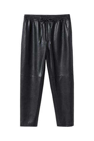 Pantalon taille élastique similicuir - Noir