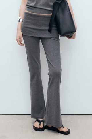 Pantalon évasé taille retournée - Gris