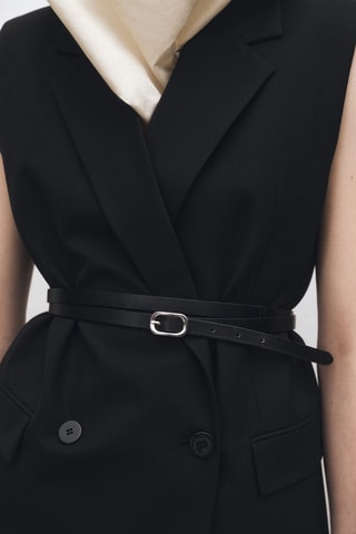 Gilet en laine mélangée revers - Noir