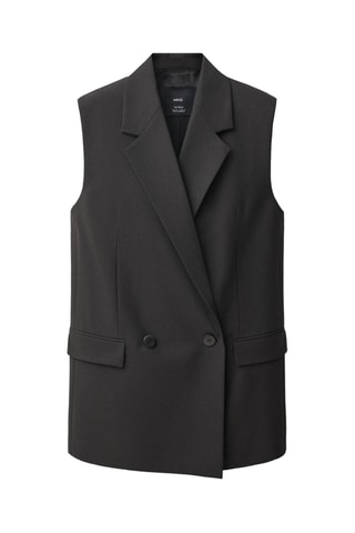 Gilet en laine mélangée revers - Noir