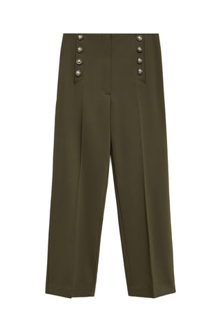 Pantalon droit boutons bijou - Kaki