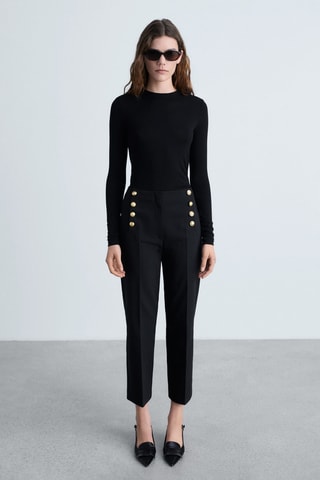 Pantalon droit boutons bijou - Noir