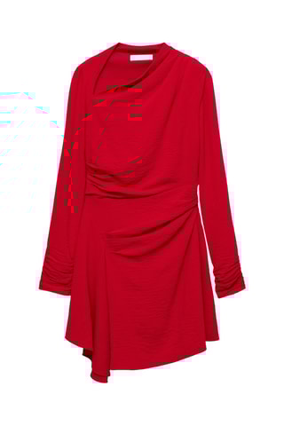 Robe asymétrique drapée - Rouge
