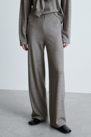 Pantalon droit maille - Gris