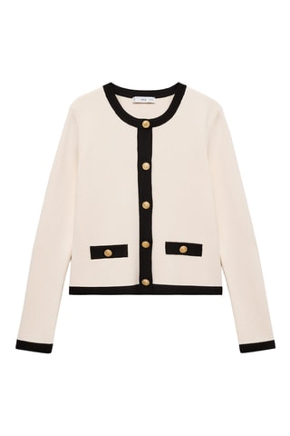 Cardigan bords contrastants - Ecru