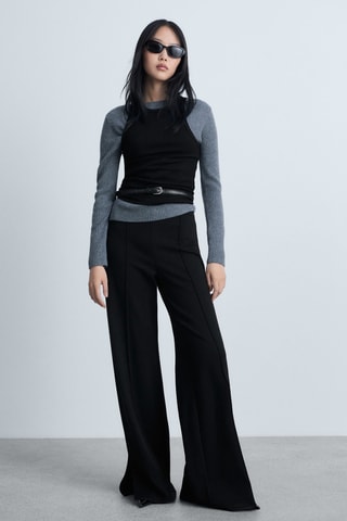 Pantalon wideleg ouvertures sur le bas - Noir