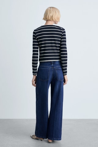 Cardigan maille rayures - Bleu marine