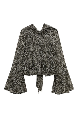 Blouse en imprimé fleuri volants - Noir