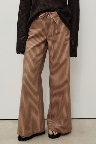 Jean wideleg rayures taille basse ceinture - Marron