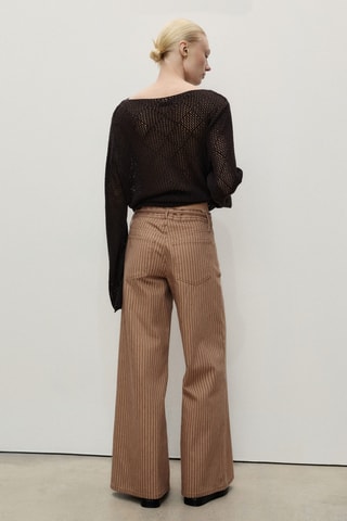 Jean wideleg rayures taille basse ceinture - Marron