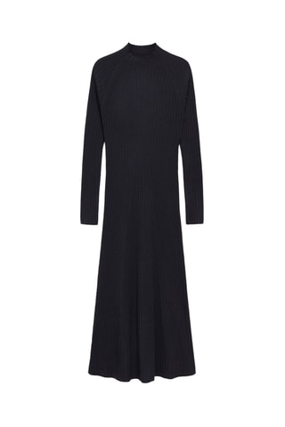 Robe évasée maille col montant - Bleu marine