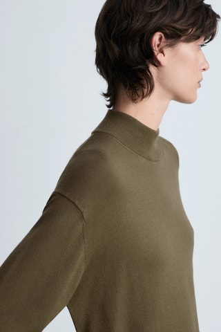 Robe maille col montant - Kaki