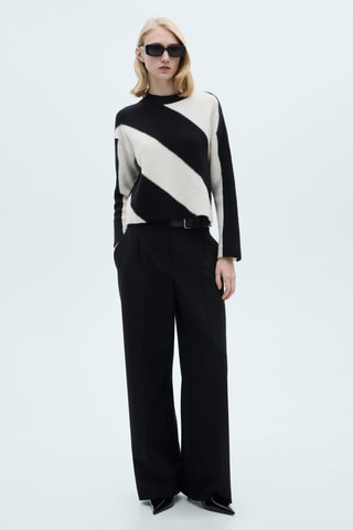 Pull-over en maille à rayures - Noir