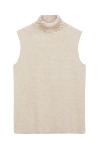 Top maille col montant - Beige