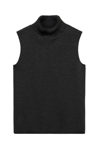 Top maille col montant - Gris foncé chiné