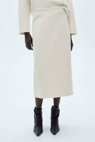 Jupe midi tissu bouclette - Ecru