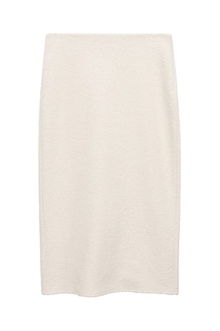 Jupe midi tissu bouclette - Ecru