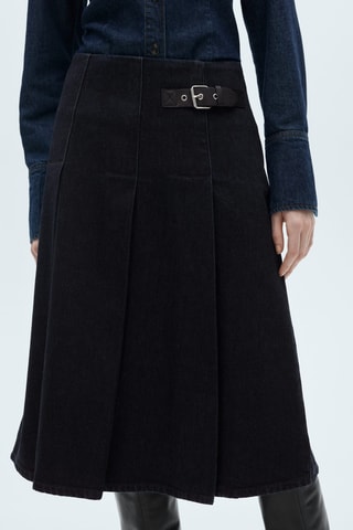 Jupe midi rinse wash boucle - Bleu