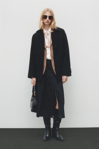 Jupe midi rinse wash boucle - Bleu