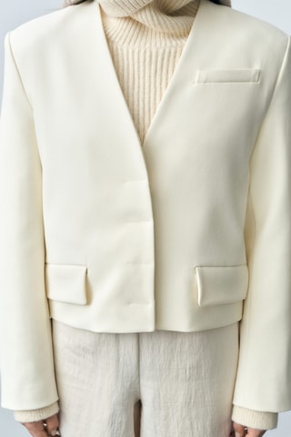 Blazer crop structuré - Blanc cassé