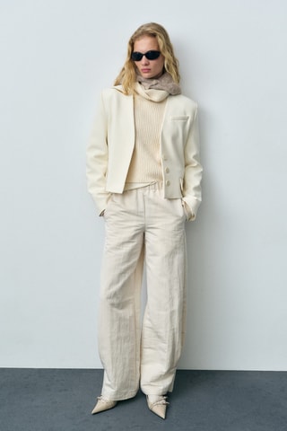 Blazer crop structuré - Blanc cassé