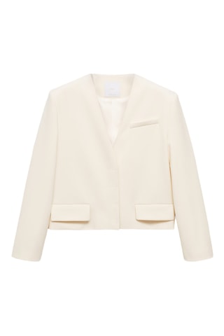 Blazer crop structuré - Blanc cassé