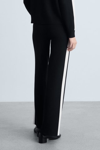 Pantalon maille rayure contrastante - Noir