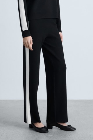 Pantalon maille rayure contrastante - Noir