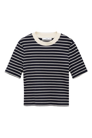 T-shirt coton à rayures - Bleu marine