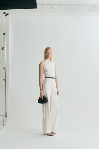 Combinaison col bénitier ceinture - Blanc cassé