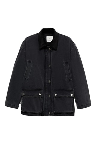 Blouson poches col velours côtelé - Noir