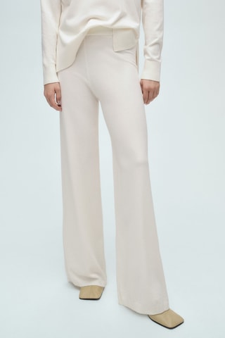 Pantalon wideleg maille fine - Ecru
