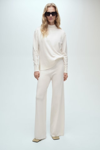 Pantalon wideleg maille fine - Ecru