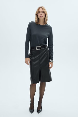 Jupe crayon simili-cuir - Noir