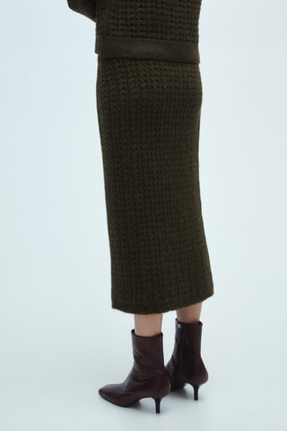 Jupe maille ajourée - Kaki