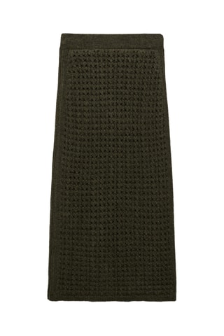 Jupe maille ajourée - Kaki