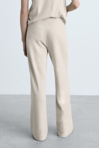 Pantalon wideleg maille fine - Beige