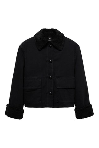 Blouson double face imitation mouton retourné - Noir